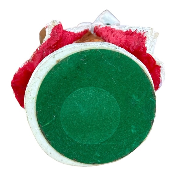 Vintage Santa Claus Figurine Red Coat with White Trim and Green Felt Base - Picture 7 of 8